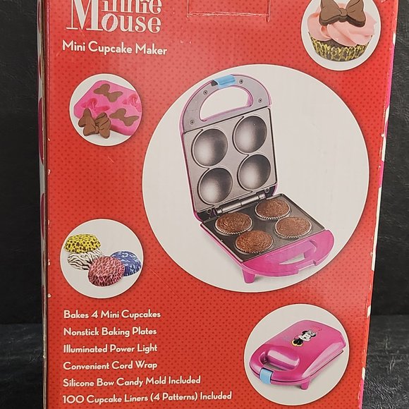 Disney DMG-7 Minnie Mouse Pink Cupcake Maker, Mini Liners & Molds NIB - Picture 4 of 8